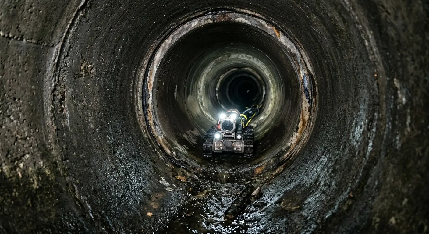 Robotic sewer camera inspecting pipe interior for Drain Snake Service in Tabernacle